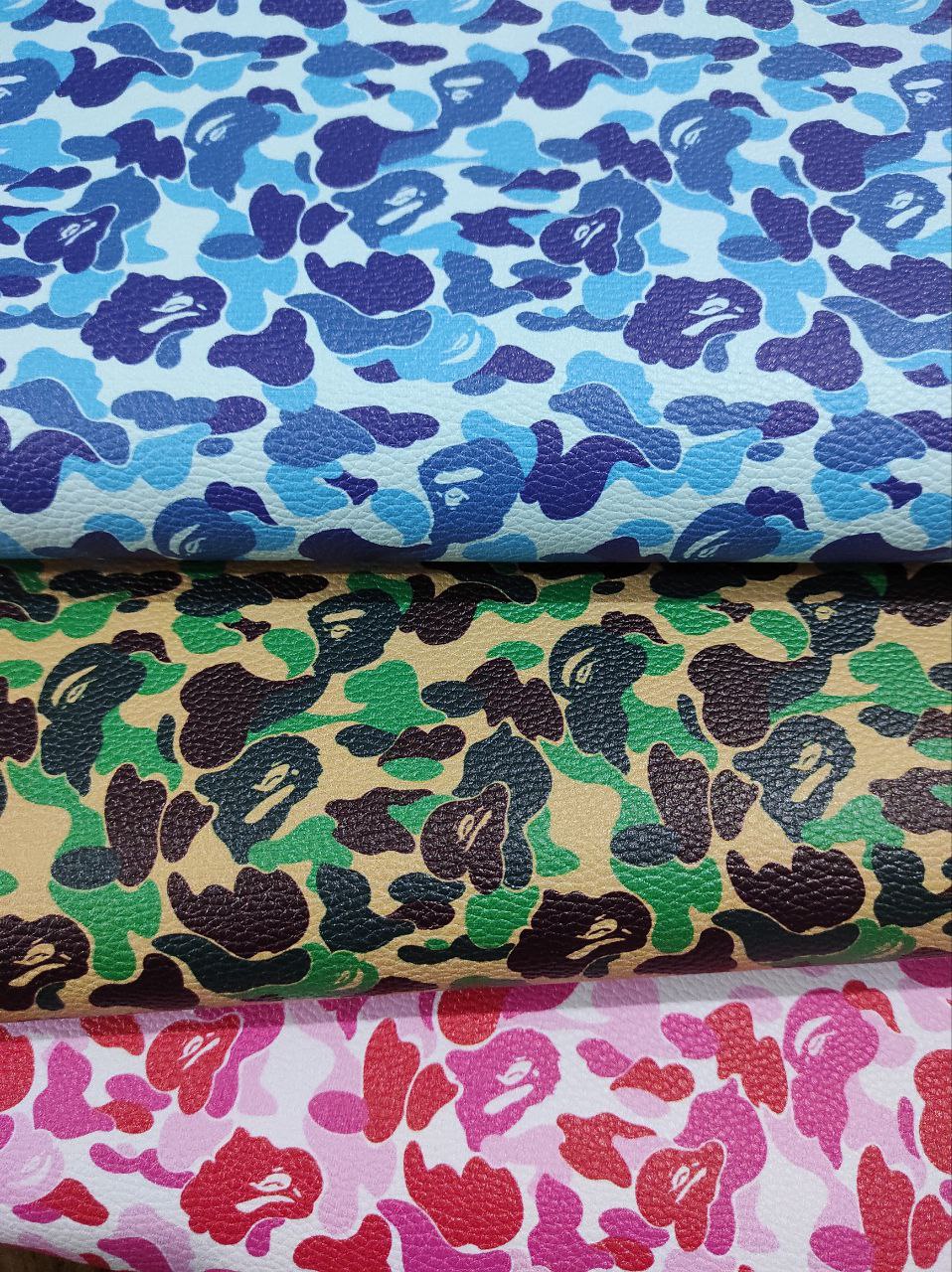 High Quality camouflage YARD Leather , Olive   Leather , faux leather , leather fabric , printed leather , leather sheets , custom print